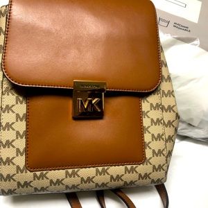 Medium Denim and Leather logo Backpack